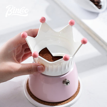 BINCOO Crown Moka Pot Powder Distributor Powder Receiver Special Powder Filler Creative Powder Receiver Ring Coffee Accessories