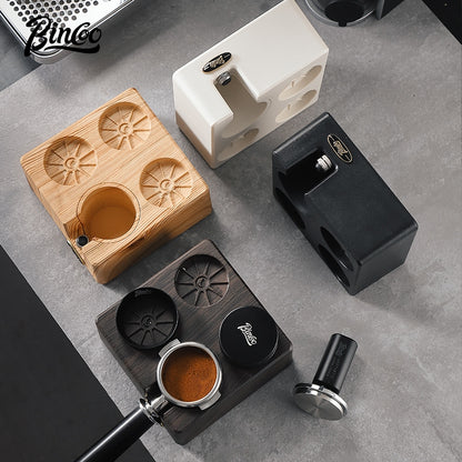 BINCOO Italian Coffee Cloth Powder Dispenser Base Multifunctional Storage and Press Powder Hammer Set 51/58MM