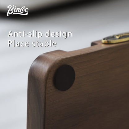 BINCOO Coffee Press Base Pressure Plate Walnut Storage Board Powder Dispenser Coffee Utensil Set51/58MM