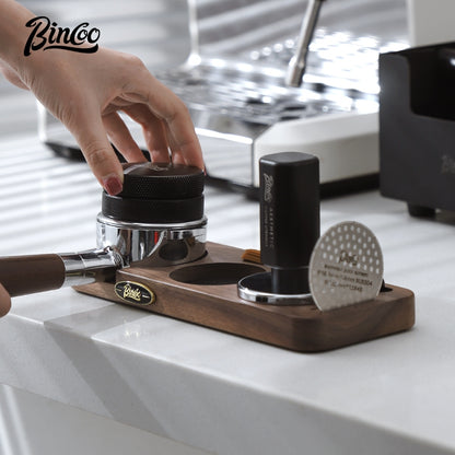 BINCOO Coffee Press Base Pressure Plate Walnut Storage Board Powder Dispenser Coffee Utensil Set51/58MM