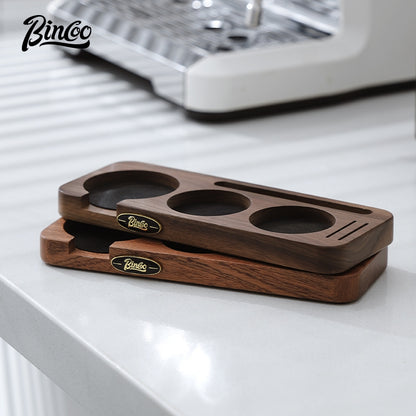 BINCOO Coffee Press Base Pressure Plate Walnut Storage Board Powder Dispenser Coffee Utensil Set51/58MM