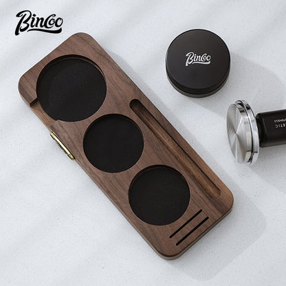 BINCOO Coffee Press Base Pressure Plate Walnut Storage Board Powder Dispenser Coffee Utensil Set51/58MM