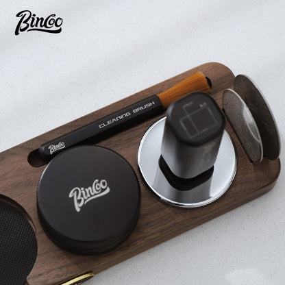 BINCOO Coffee Press Base Pressure Plate Walnut Storage Board Powder Dispenser Coffee Utensil Set51/58MM