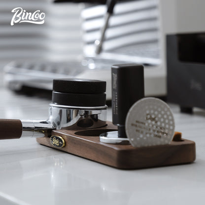 BINCOO Coffee Press Base Pressure Plate Walnut Storage Board Powder Dispenser Coffee Utensil Set51/58MM