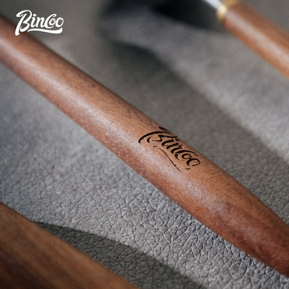 BINCOO Walnut Handle Coffee Spoon Coffee Bean Measuring Spoon Stainless Steel Coffee Powder Special Spoon