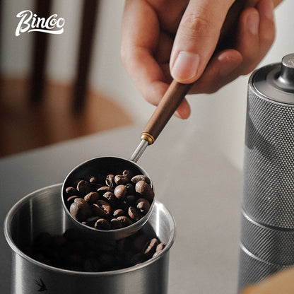 BINCOO Walnut Handle Coffee Spoon Coffee Bean Measuring Spoon Stainless Steel Coffee Powder Special Spoon