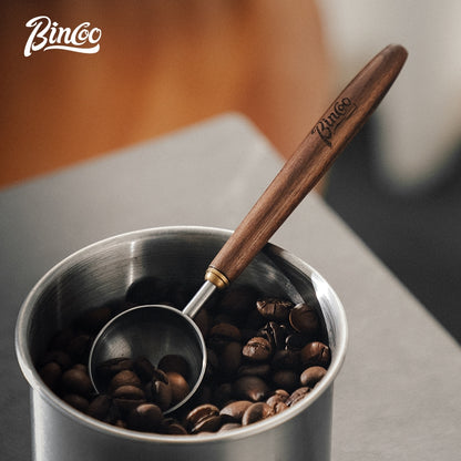 BINCOO Walnut Handle Coffee Spoon Coffee Bean Measuring Spoon Stainless Steel Coffee Powder Special Spoon