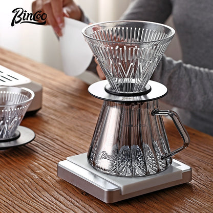 BINCOO Pour Over Coffee Pot with Dripper Glass High Temperature Resistant Sharing Pot Drip V60 Filter Cup Coffee Brewing Filter Cup 400ML/600ML