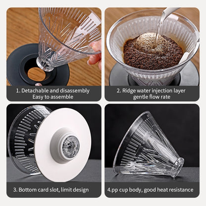 BINCOO Pour Over Coffee Pot with Dripper Glass High Temperature Resistant Sharing Pot Drip V60 Filter Cup Coffee Brewing Filter Cup 400ML/600ML