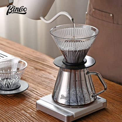 BINCOO Pour Over Coffee Pot with Dripper Glass High Temperature Resistant Sharing Pot Drip V60 Filter Cup Coffee Brewing Filter Cup 400ML/600ML