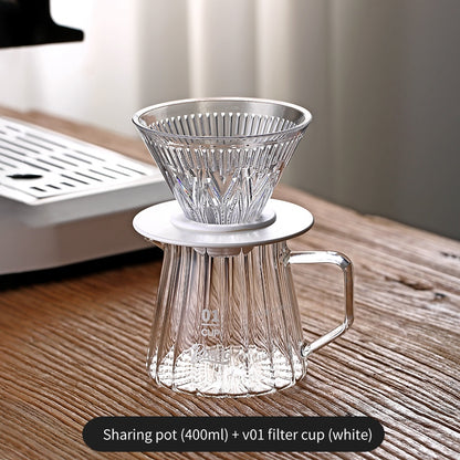 BINCOO Pour Over Coffee Pot with Dripper Glass High Temperature Resistant Sharing Pot Drip V60 Filter Cup Coffee Brewing Filter Cup 400ML/600ML