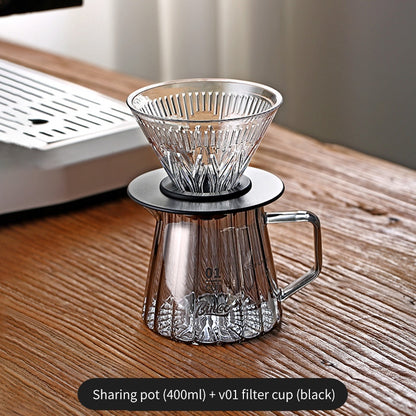 BINCOO Pour Over Coffee Pot with Dripper Glass High Temperature Resistant Sharing Pot Drip V60 Filter Cup Coffee Brewing Filter Cup 400ML/600ML