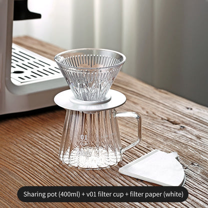 BINCOO Pour Over Coffee Pot with Dripper Glass High Temperature Resistant Sharing Pot Drip V60 Filter Cup Coffee Brewing Filter Cup 400ML/600ML