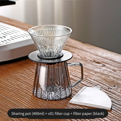 BINCOO Pour Over Coffee Pot with Dripper Glass High Temperature Resistant Sharing Pot Drip V60 Filter Cup Coffee Brewing Filter Cup 400ML/600ML