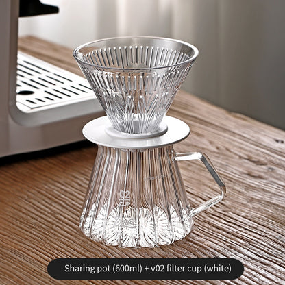 BINCOO Pour Over Coffee Pot with Dripper Glass High Temperature Resistant Sharing Pot Drip V60 Filter Cup Coffee Brewing Filter Cup 400ML/600ML