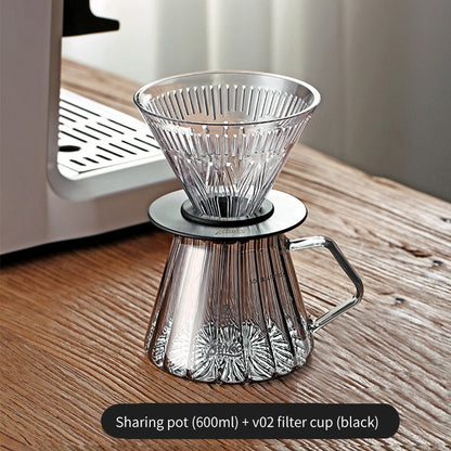 BINCOO Pour Over Coffee Pot with Dripper Glass High Temperature Resistant Sharing Pot Drip V60 Filter Cup Coffee Brewing Filter Cup 400ML/600ML
