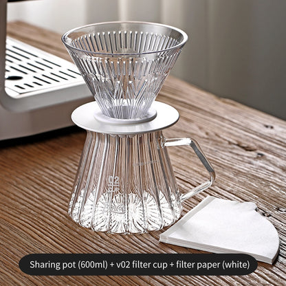BINCOO Pour Over Coffee Pot with Dripper Glass High Temperature Resistant Sharing Pot Drip V60 Filter Cup Coffee Brewing Filter Cup 400ML/600ML