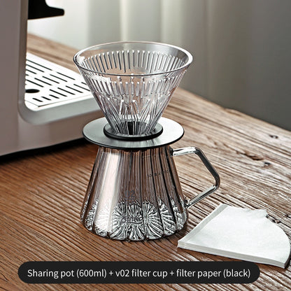 BINCOO Pour Over Coffee Pot with Dripper Glass High Temperature Resistant Sharing Pot Drip V60 Filter Cup Coffee Brewing Filter Cup 400ML/600ML