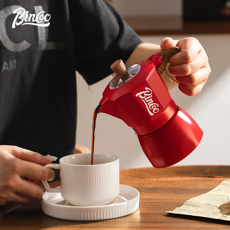 BINCOO Double Valve Moka Pot Household Small Coffee Pot Set Italian Small Coffee Maker 2Cups