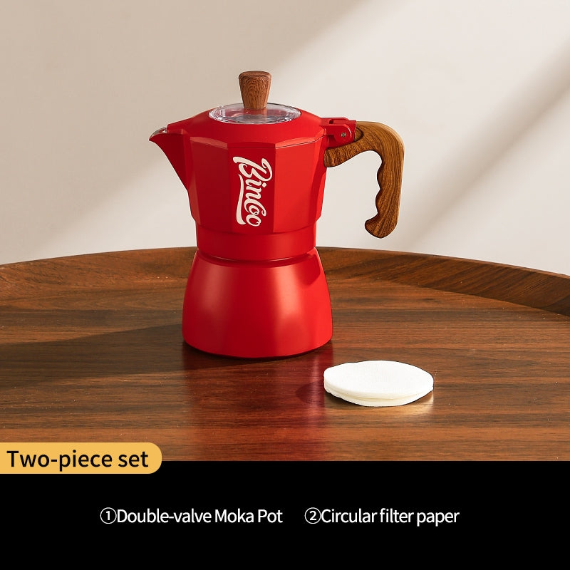 BINCOO Double Valve Moka Pot Household Small Coffee Pot Set Italian Small Coffee Maker 2Cups
