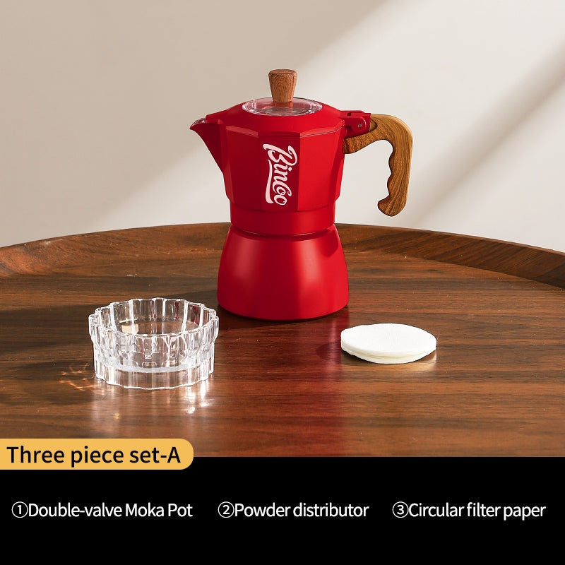 BINCOO Double Valve Moka Pot Household Small Coffee Pot Set Italian Small Coffee Maker 2Cups