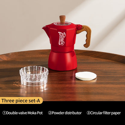 BINCOO Double Valve Moka Pot Household Small Coffee Pot Set Italian Small Coffee Maker 2Cups
