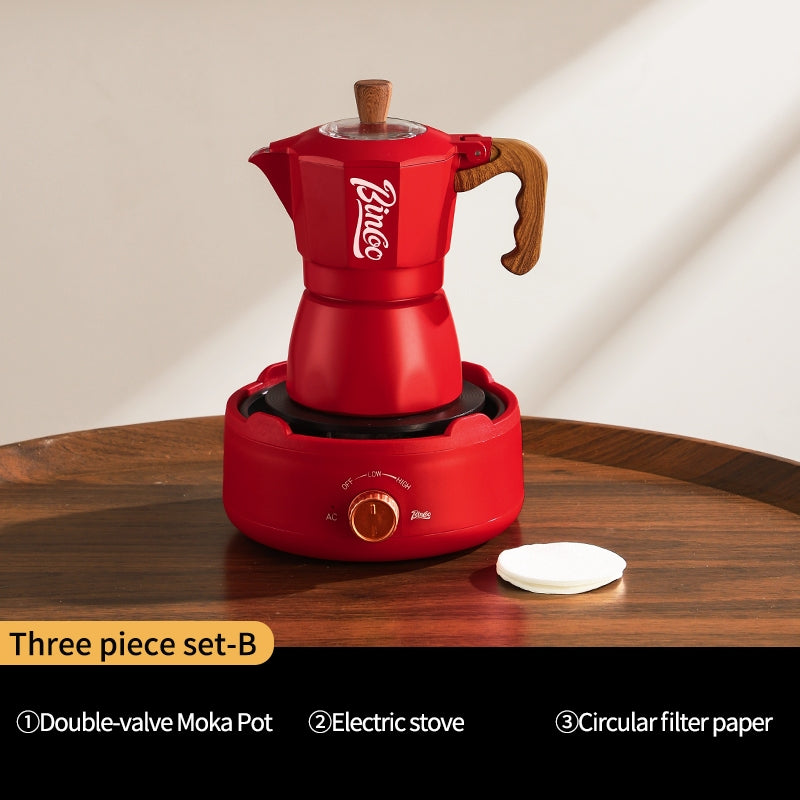 BINCOO Double Valve Moka Pot Household Small Coffee Pot Set Italian Small Coffee Maker 2Cups