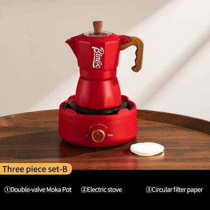 BINCOO Double Valve Moka Pot Household Small Coffee Pot Set Italian Small Coffee Maker 2Cups