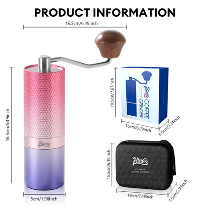 BINCOO Creative Manual Coffee Grinder Steel Core Manual Grinder Hand Coffee Bean Maker with Portable Bag