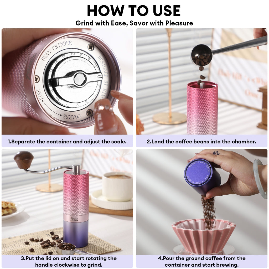BINCOO Creative Manual Coffee Grinder Steel Core Manual Grinder Hand Coffee Bean Maker with Portable Bag