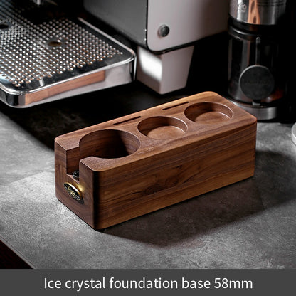 BINCOO Coffee Tamper Station Pressing Powder Base Set Walnut Coffee Pressing Powder Hammer Distributor 51/58MM