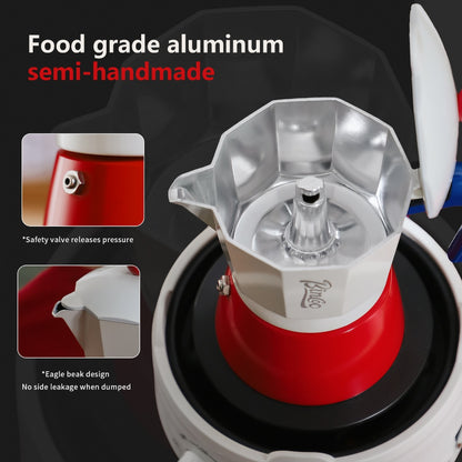 BINCOO Moka Pot Set Espresso Coffee Pot Mini Moka Kettle 3 Cups & 6 Cups Serving for Office Outdoor and Travel