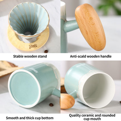BINCOO Pour Over Coffee Mug Set Coffee Pot Ceramic Filter Sharing Pot Suitable for Home Office 350ML