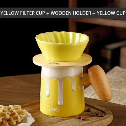 BINCOO Pour Over Coffee Mug Set Coffee Pot Ceramic Filter Sharing Pot Suitable for Home Office 350ML