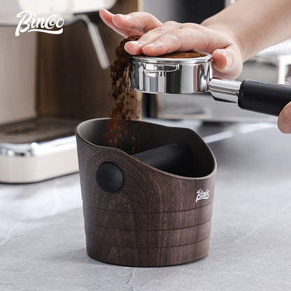 BINCOO Wood Grain Coffee Grounds Bucket Household Italian Style Grounds Catching Bucket Coffee Storage Tool Coffee Utensils