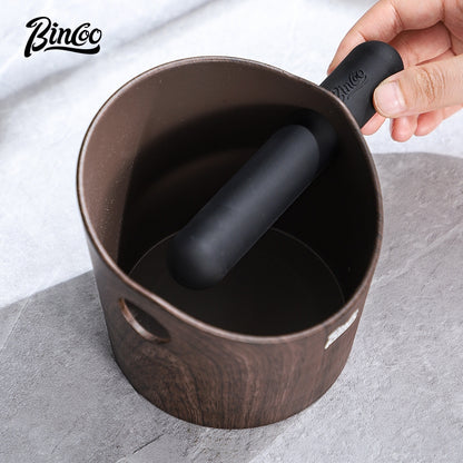 BINCOO Wood Grain Coffee Grounds Bucket Household Italian Style Grounds Catching Bucket Coffee Storage Tool Coffee Utensils