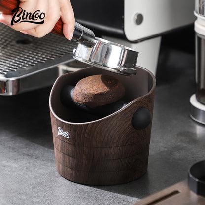 BINCOO Wood Grain Coffee Grounds Bucket Household Italian Style Grounds Catching Bucket Coffee Storage Tool Coffee Utensils