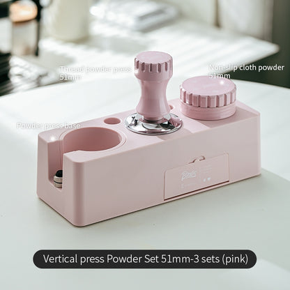 BINCOO Coffee Pink Pressed Powder Hammer Cloth Powder Dispenser Set Coffee Pressed Powder Base Set Multi-Functional Storage Handle Place Holder 51/58MM