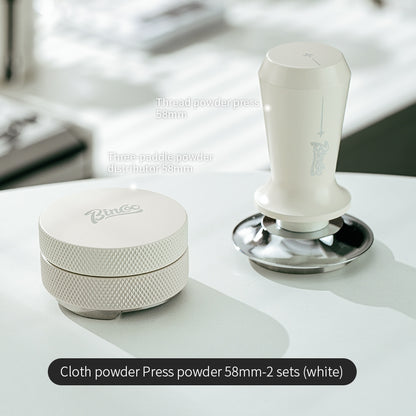 BINCOO Coffee Pink Pressed Powder Hammer Cloth Powder Dispenser Set Coffee Pressed Powder Base Set Multi-Functional Storage Handle Place Holder 51/58MM