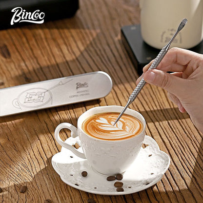 BINCOO Coffee Pulling Pin Solid Wood Stainless Steel Coffee Latte Art Stick Espresso Coffee Utensils