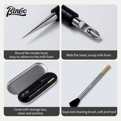 BINCOO Coffee Pulling Pin Solid Wood Stainless Steel Coffee Latte Art Stick Espresso Coffee Utensils