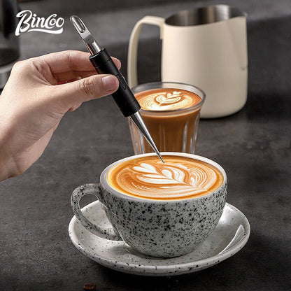 BINCOO Coffee Pulling Pin Solid Wood Stainless Steel Coffee Latte Art Stick Espresso Coffee Utensils