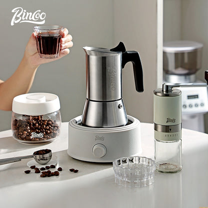 BINCOO Single Valve Moka Pot Stainless Steel Espresso Pot Set Home Coffee Maker 4 Cups
