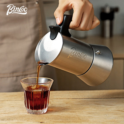 BINCOO Single Valve Moka Pot Stainless Steel Espresso Pot Set Home Coffee Maker 4 Cups