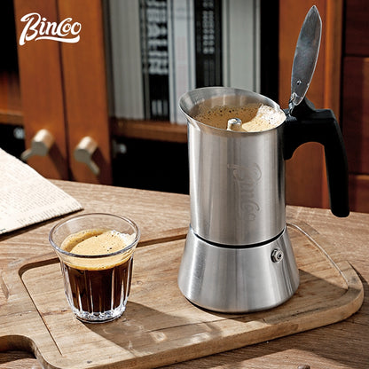 BINCOO Single Valve Moka Pot Stainless Steel Espresso Pot Set Home Coffee Maker 4 Cups