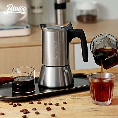 BINCOO Single Valve Moka Pot Stainless Steel Espresso Pot Set Home Coffee Maker 4 Cups