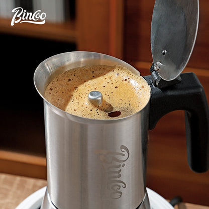 BINCOO Single Valve Moka Pot Stainless Steel Espresso Pot Set Home Coffee Maker 4 Cups