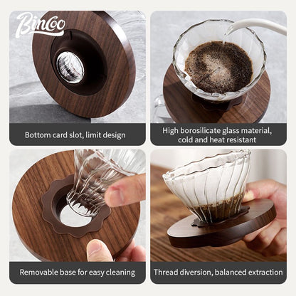 BINCOO Pour Over Coffee Pot Glass Filter Cup Coffee Sharing Pot Set Home Coffee Brewing Pot 400ML/600ML