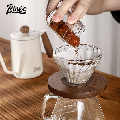 BINCOO Pour Over Coffee Pot Glass Filter Cup Coffee Sharing Pot Set Home Coffee Brewing Pot 400ML/600ML