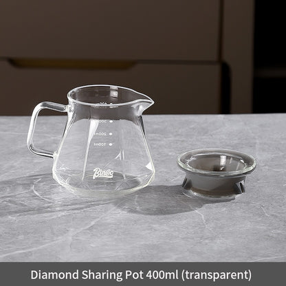 BINCOO Pour Over Coffee Pot Glass Filter Cup Coffee Sharing Pot Set Home Coffee Brewing Pot 400ML/600ML